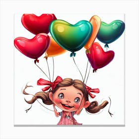 Little Girl With Balloons Canvas Print