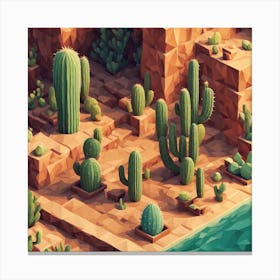 Low Poly Cactus 1 Canvas Print