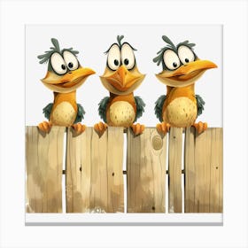 Three Birds On A Fence 10 Canvas Print