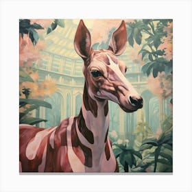 Okapi 2 Pink Jungle Animal Portrait Canvas Print