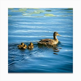 Firefly Mother Duck Leading Baby Ducklings Across The Lake 79269 (2) Canvas Print