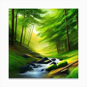 Stream In The Forest 18 Canvas Print