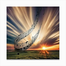 Music Notes At Sunset Canvas Print