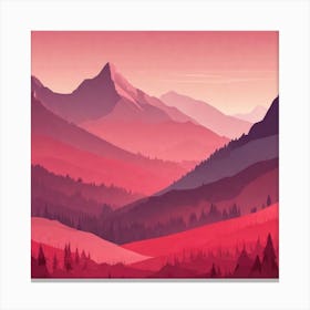 Misty mountains background in red tone 86 Canvas Print