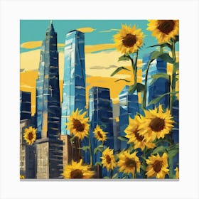 Contemporary Urban Skyline Reimagined With Van Gogh S (4) Canvas Print