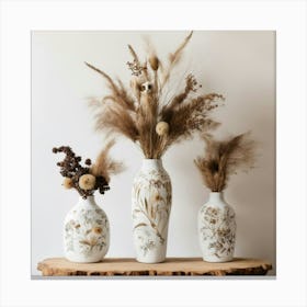 Vases With Dried Flowers Canvas Print