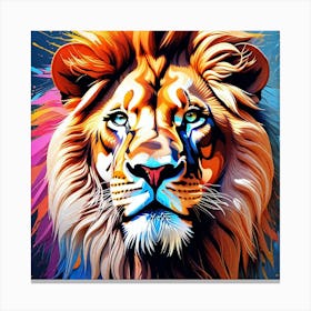 Colorful Lion Painting 7 Canvas Print