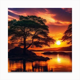 Sunset On A Lake Canvas Print