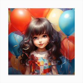 Little Girl With Balloons Canvas Print
