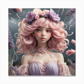 Asian Girl With Pink Hair Canvas Print