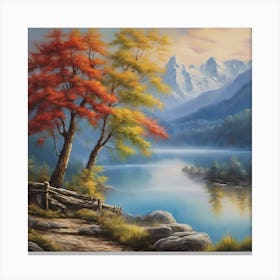 Autumn Trees By The Lake Canvas Print