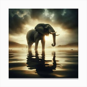Elephant In The Water 6 Canvas Print