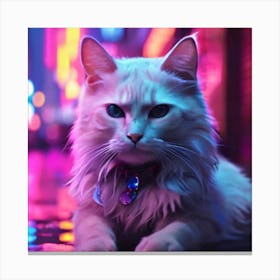 Cat At Night Art Print Canvas Print