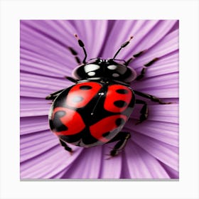 Ladybug On Purple Flower 2 Canvas Print