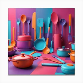 Colorful Kitchenware Canvas Print