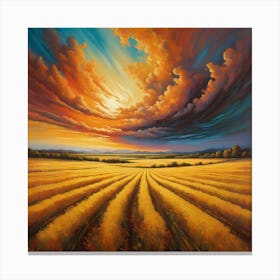 Sunset Over A Wheat Field 2 Canvas Print