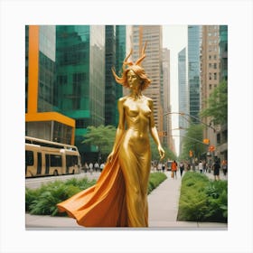 Golden Statue Of A Woman Canvas Print