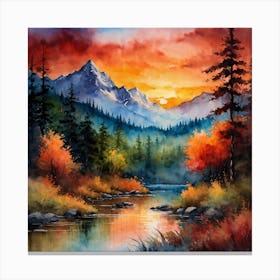 Sunset In The Mountains Canvas Print