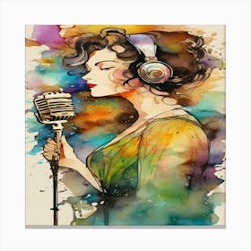 Watercolor Of A Woman Singing Canvas Print