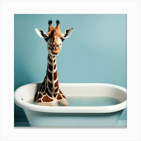 Giraffe In Bath Canvas Print