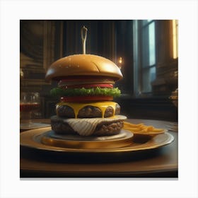 Burger On A Plate 127 Canvas Print