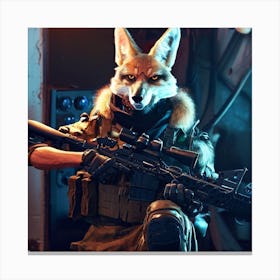 Fox With Rifle Canvas Print