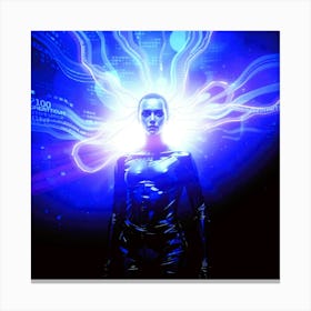 Cyborg in Lighning Canvas Print