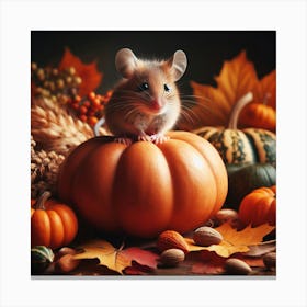 Mouse In A Pumpkin Canvas Print