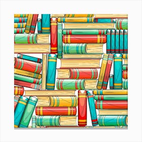 Colorful Books Seamless Pattern Canvas Print