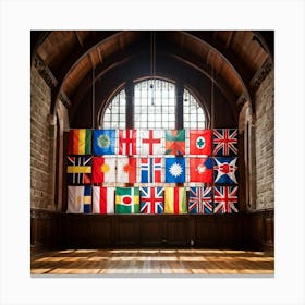 A Collection Of Intricately Designed Global Country Flags Aligned Neatly In A Grid With Each Flag (4) Canvas Print