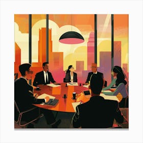 Business Meeting At Sunset Canvas Print