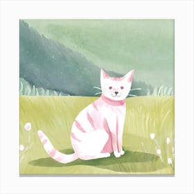 Pink Cat In The Meadow Canvas Print