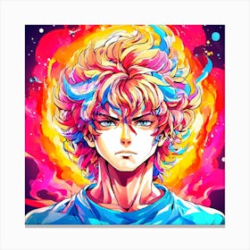 Anime Boy With Colorful Hair Canvas Print