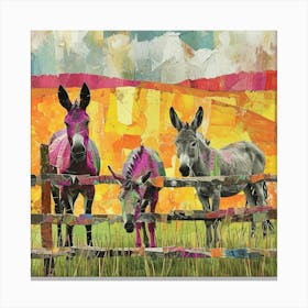 Kitsch Donkey Patchwork Collage 3 Canvas Print