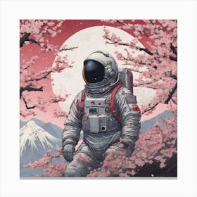 Astronaut In Cherry Blossoms 1 Canvas Print