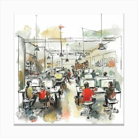 Illustration Of An Office 3 Canvas Print