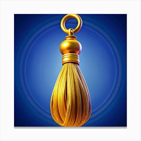 A Gold Tassel On A Blue Background Canvas Print