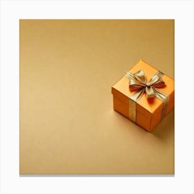 Gift Box On Gold Background Canvas Print