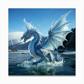 Firefly Dragon, Ice, Translucent, Wings, Snowflake, Patterns, Breathing, Icy, Winds, Frozen, Lake, M (11) Canvas Print