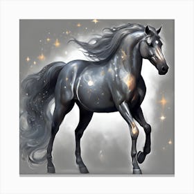 Black Horse With Stars Canvas Print