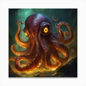 Concept Art Of A Scary Monster Fantasy Octopus (1) Canvas Print