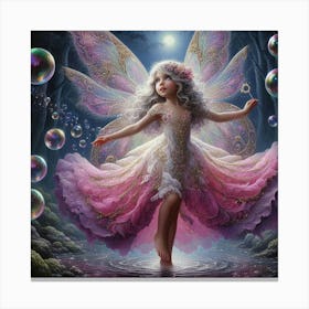 Fairy Child Plyaing With Bubbles 1 Canvas Print