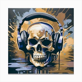 Skull With Headphones Canvas Print