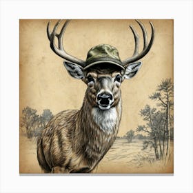 Deer In A Hat 3 Canvas Print