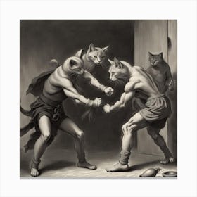 'Cats Fighting' Canvas Print