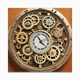 Steampunk Wall Clock Cubism Style Canvas Print