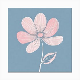 A White And Pink Flower In Minimalist Style Square Composition 98 Canvas Print