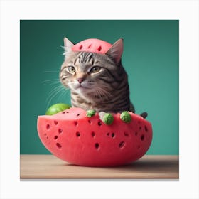 Watermelon Cat Canvas Print