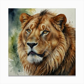 Lion Watercolor Painting Canvas Print