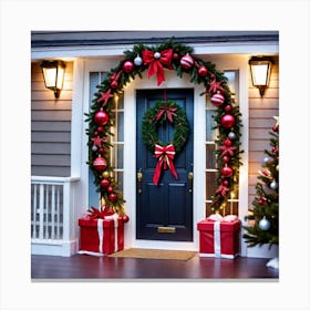 Christmas Door Decorations 2 Canvas Print